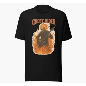 Custom ghost rider playing guitar  T-shirt 100% cotton Gildan unisexual